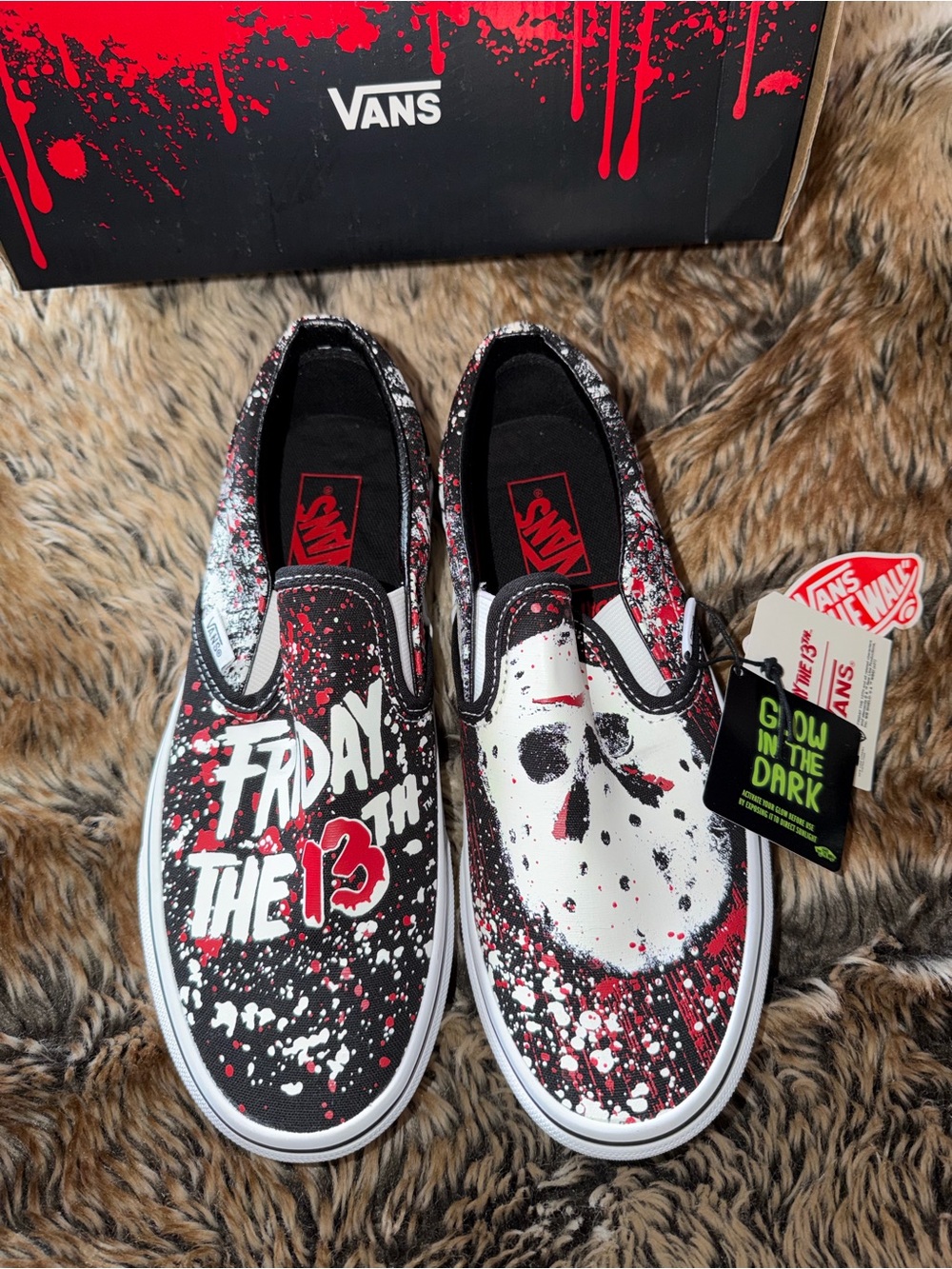 Vans Black/Red/White 'Friday the 13th' Slip-On Sneakers